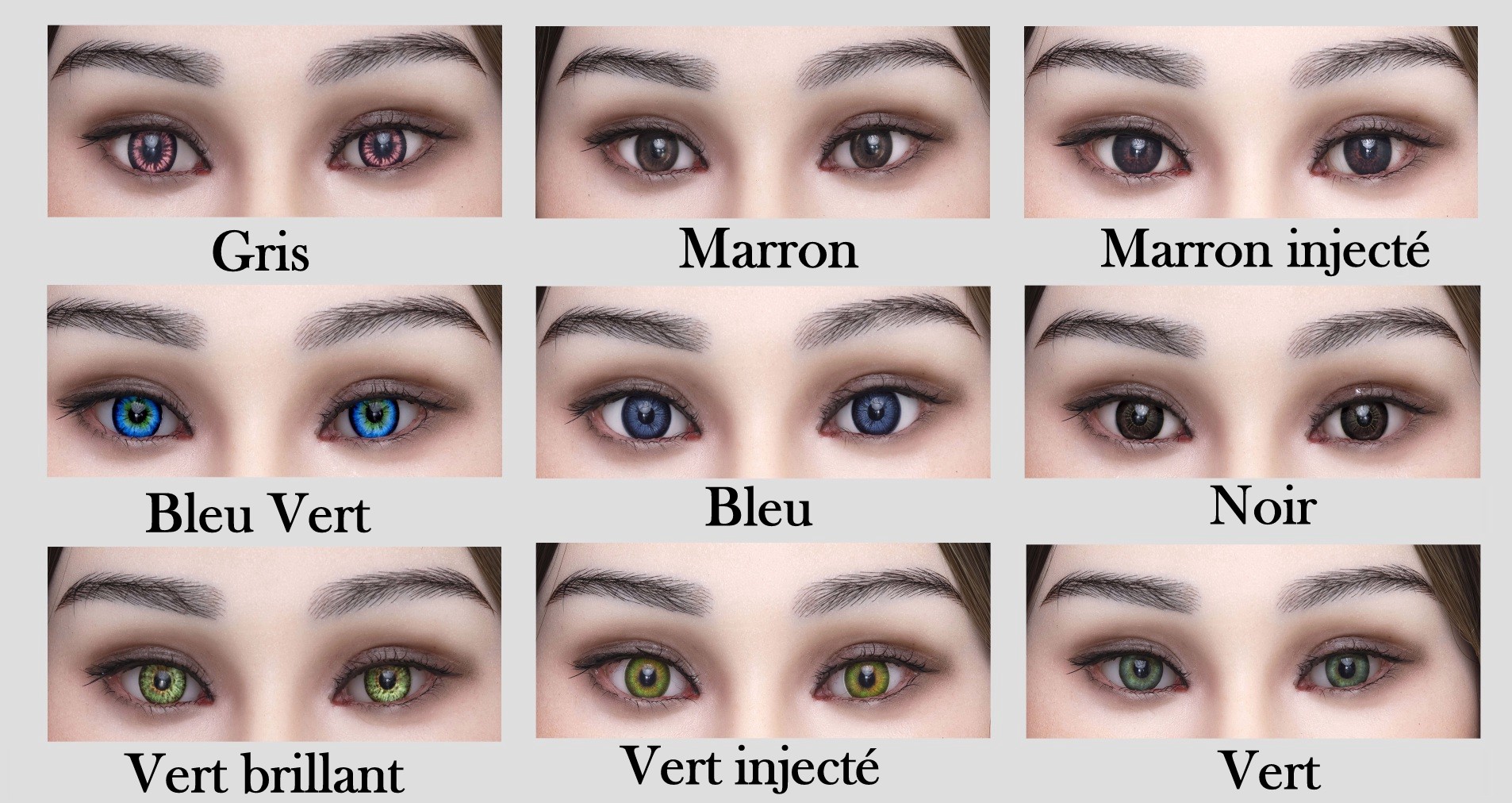 couleur des yeux mannequins realistes